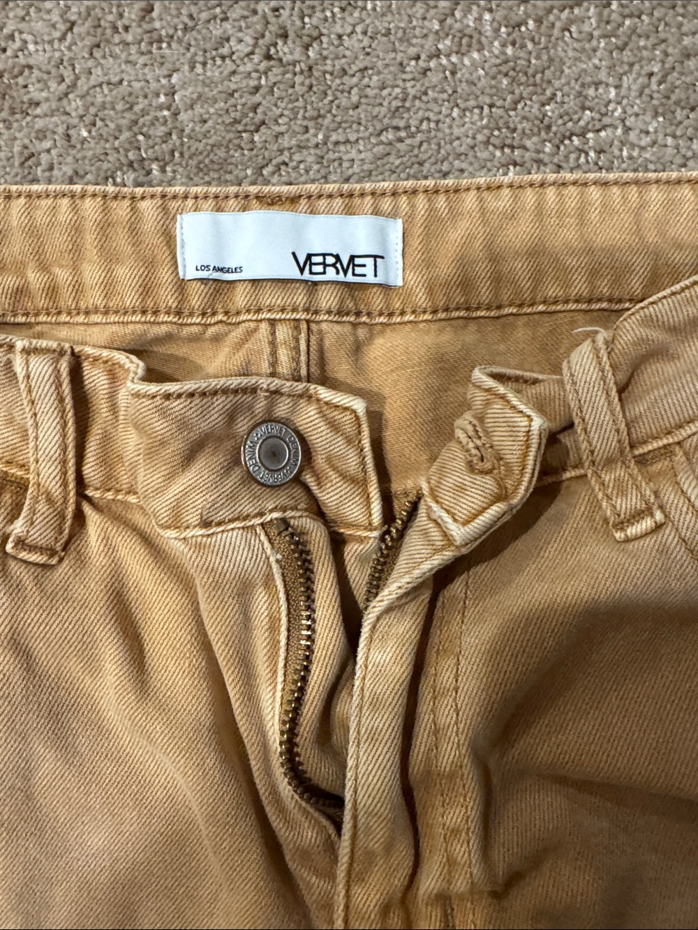 Vervet Women’s Distressed Wide-Leg Jeans in Tan - Picture 2 of 4